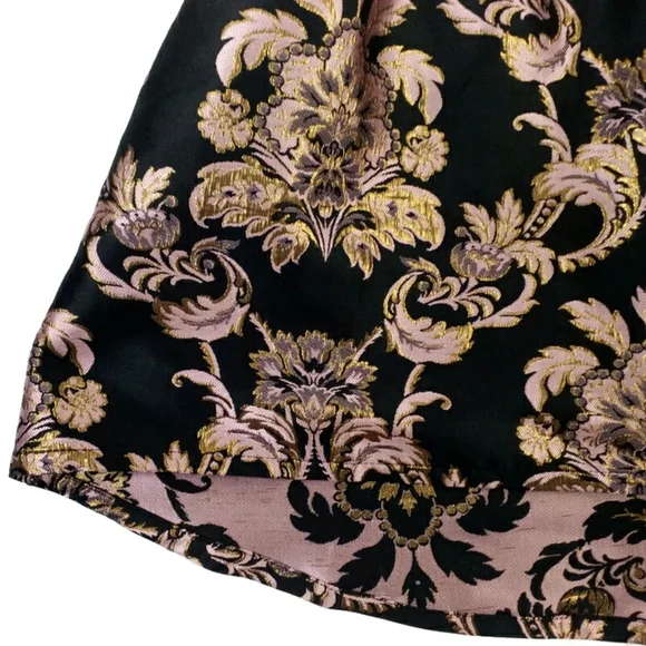 The Children's Place Black Pink Gold Brocade Sleeveless Party Dress Girl 16 NWOT